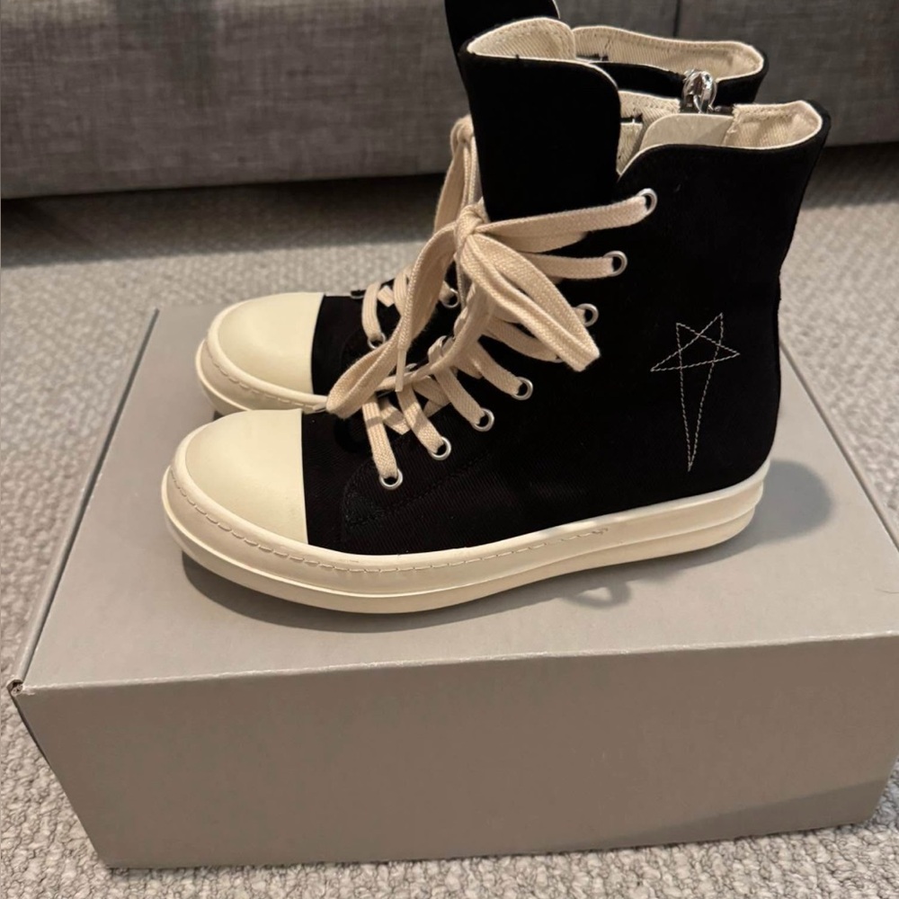 Rick Owens Black High-Top Sneakers